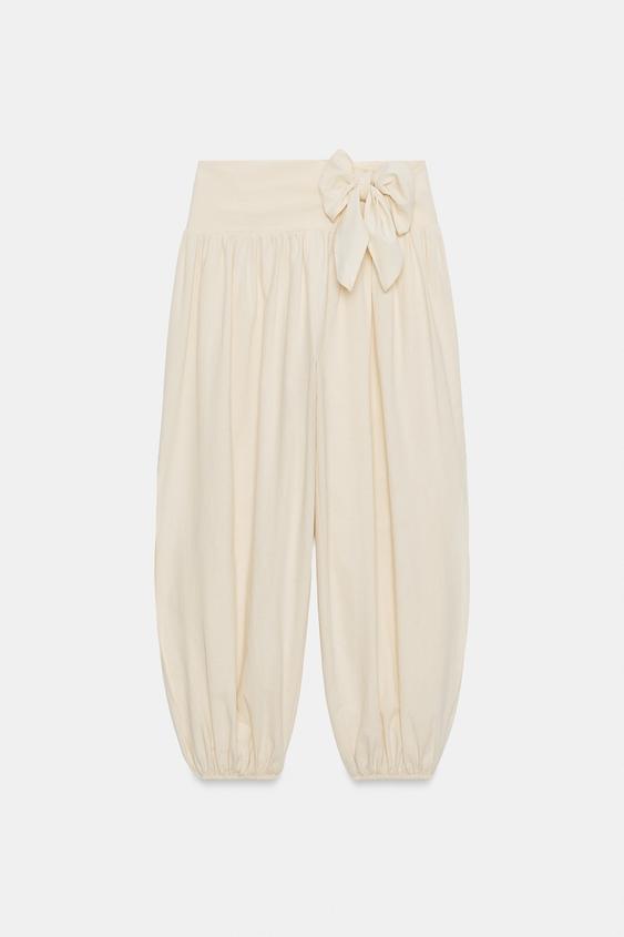 Pantalon bouffant à lien noué