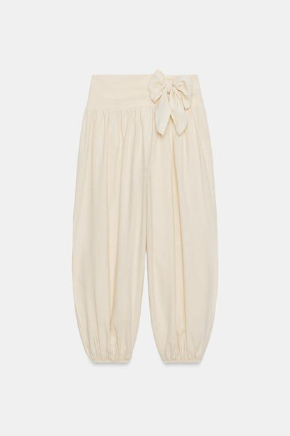 Pantalon bouffant à lien noué
