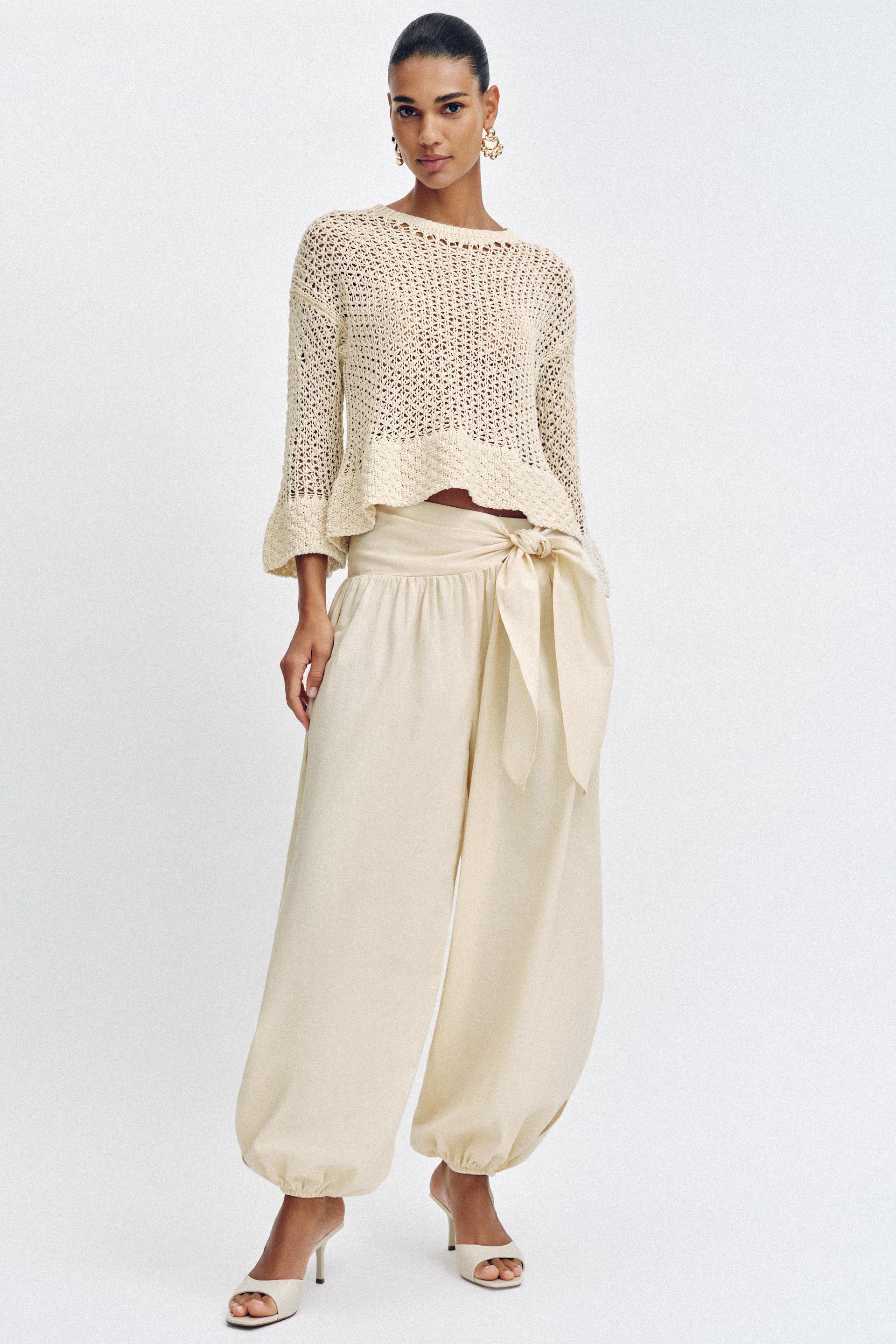 Pantalon bouffant à lien noué