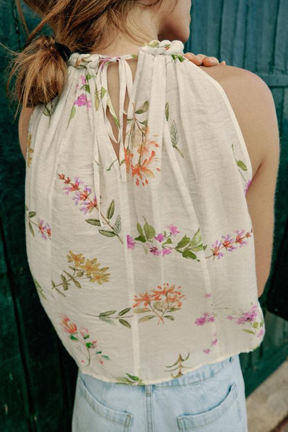 Top dos-nu imprimé floral