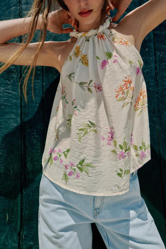Top dos-nu imprimé floral