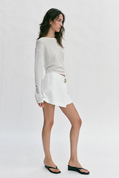 Jupe-culotte asymétrique à application décorative