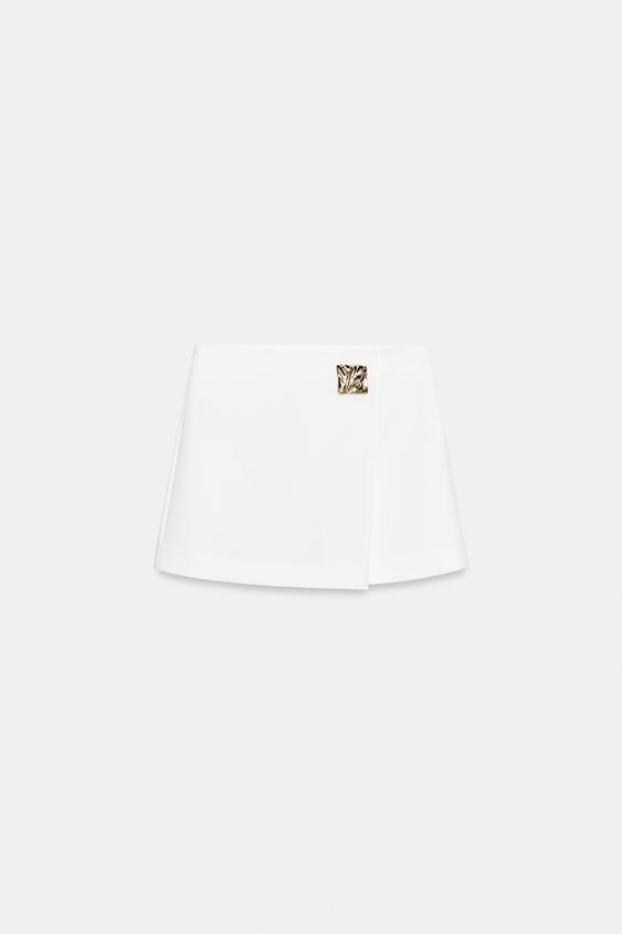 Jupe-culotte asymétrique à application décorative