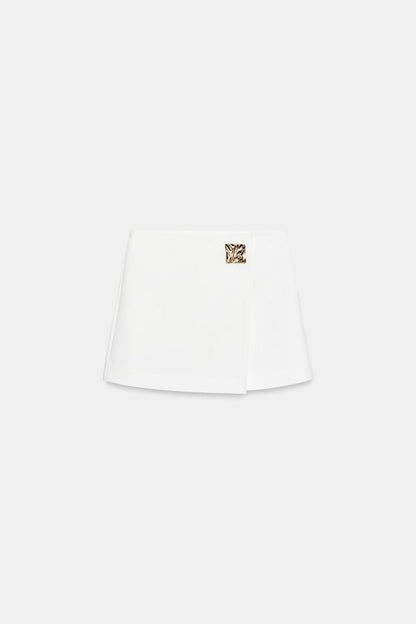 Jupe-culotte asymétrique à application décorative