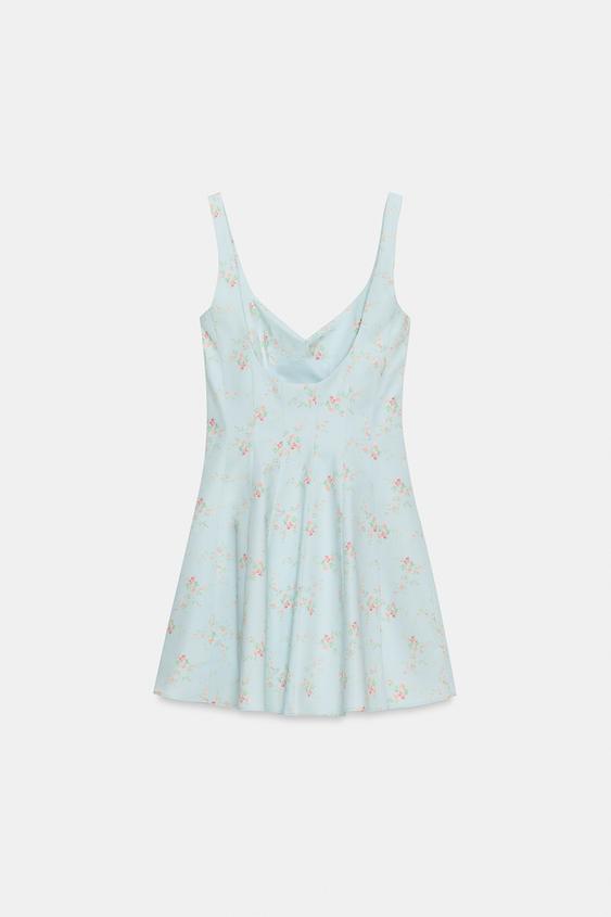 Robe courte en popeline à fleurs