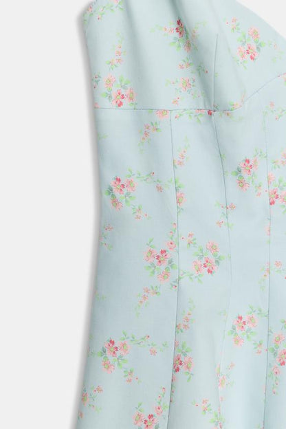 Robe courte en popeline à fleurs