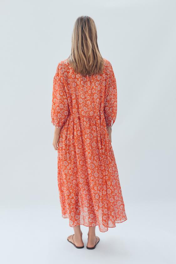 Robe caftan en ramie à fleurs Édition limitée