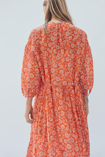 Robe caftan en ramie à fleurs Édition limitée