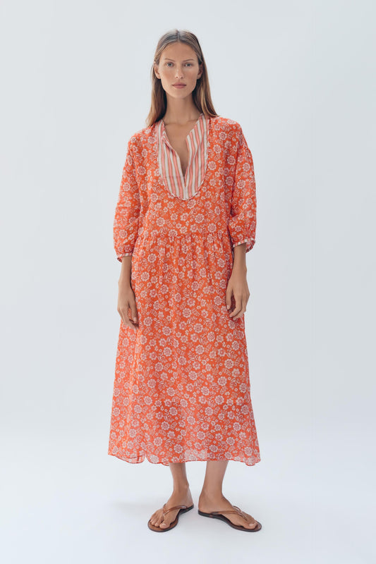Robe caftan en ramie à fleurs Édition limitée