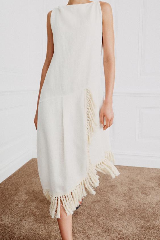 Robe 100 % lin à franges ZW Collection