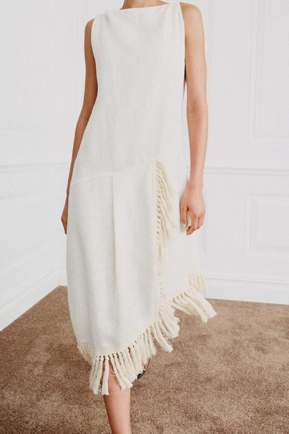 Robe 100 % lin à franges ZW Collection