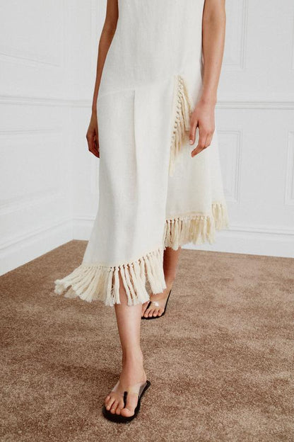 Robe 100 % lin à franges ZW Collection