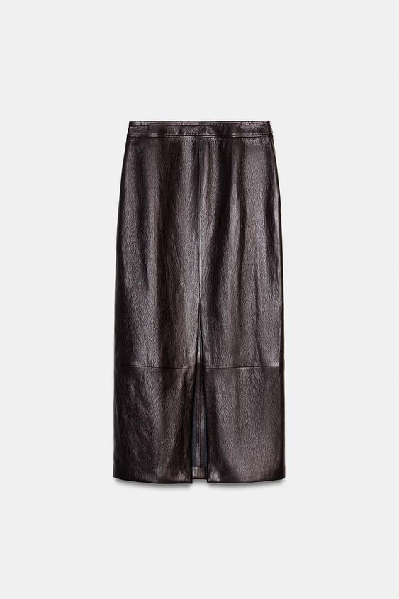 Jupe midi effet cuir