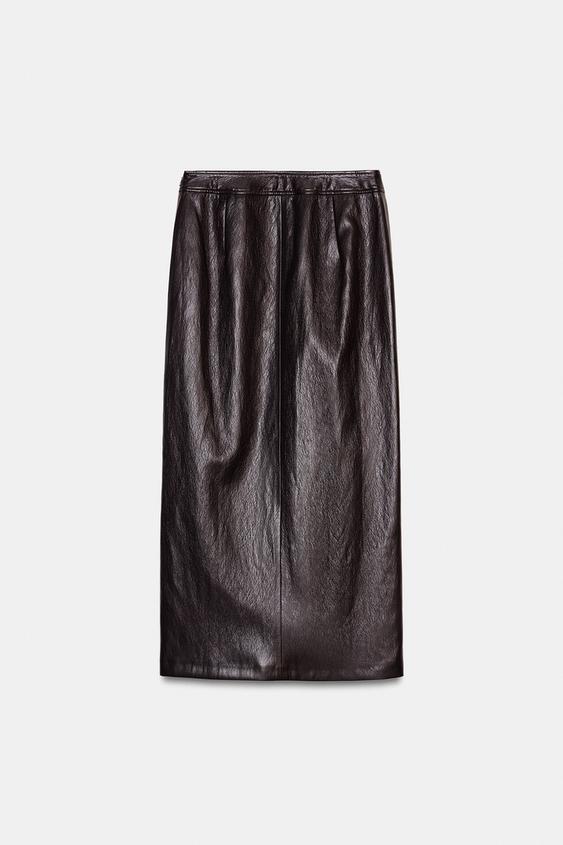 Jupe midi effet cuir