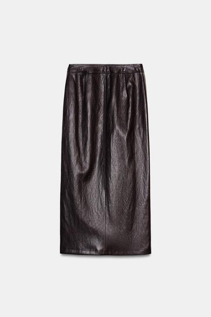 Jupe midi effet cuir