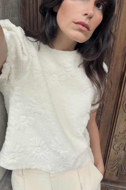 Top en maille à manches bouffantes