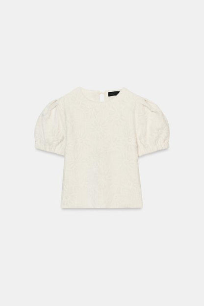 Top en maille à manches bouffantes