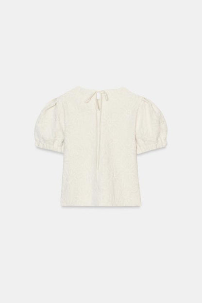 Top en maille à manches bouffantes