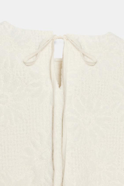 Top en maille à manches bouffantes