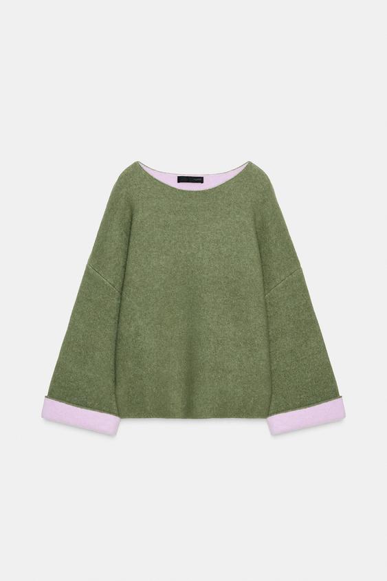 Pull en maille contrastée