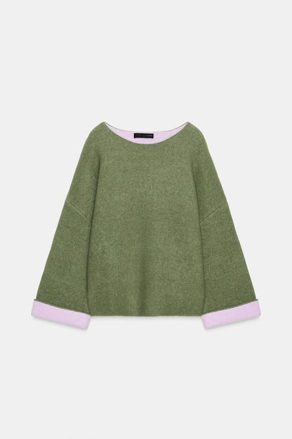 Pull en maille contrastée