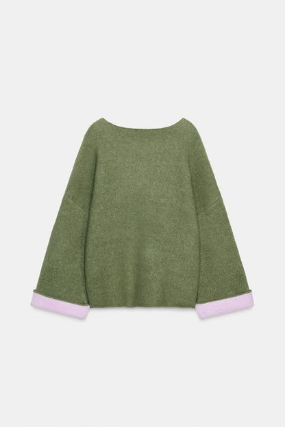 Pull en maille contrastée