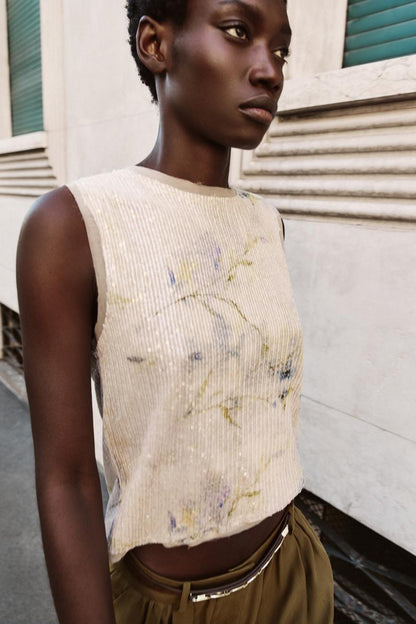 Top en maille à sequins