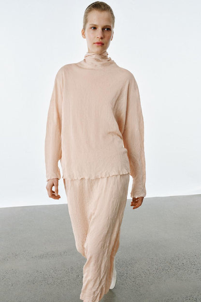 Jupe midi en maille effet froissé