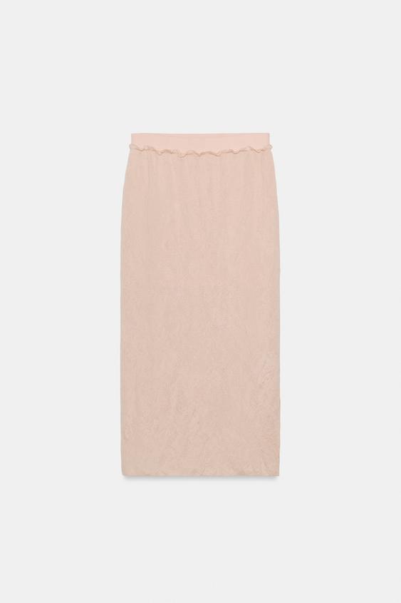 Jupe midi en maille effet froissé