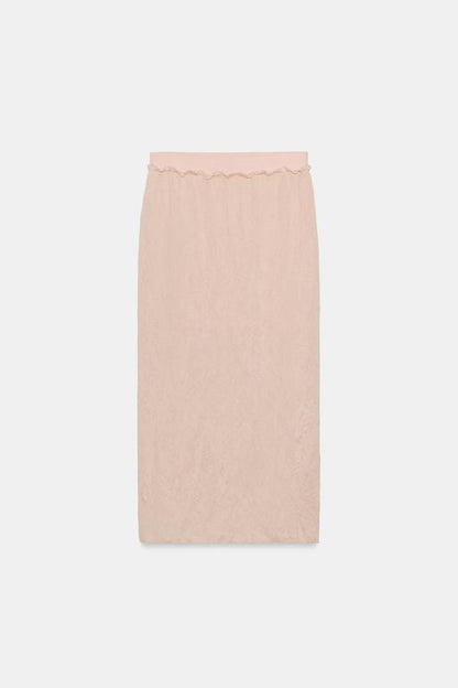 Jupe midi en maille effet froissé