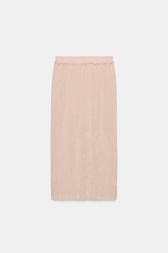 Jupe midi en maille effet froissé