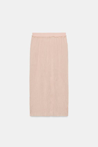 Jupe midi en maille effet froissé