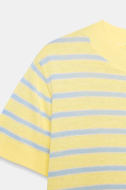 Pull en maille à rayures à manches courtes