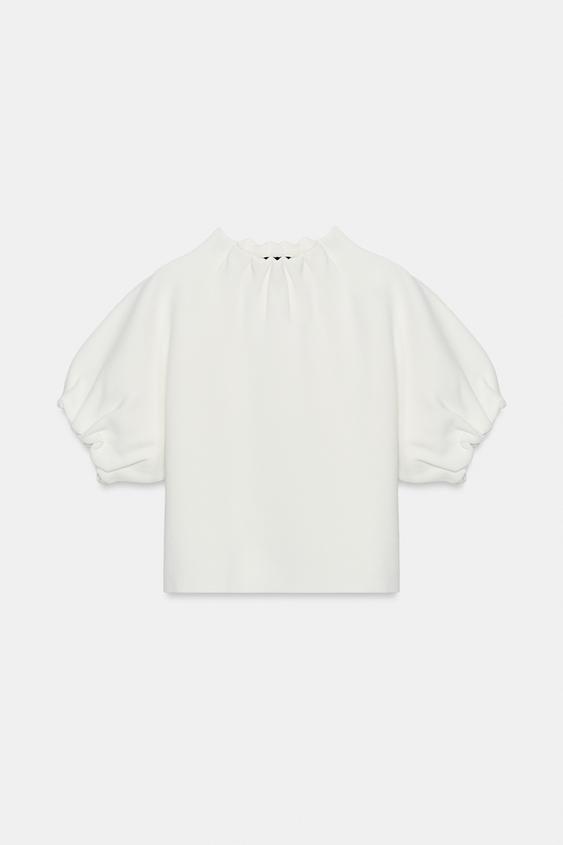 Top en maille à fronces