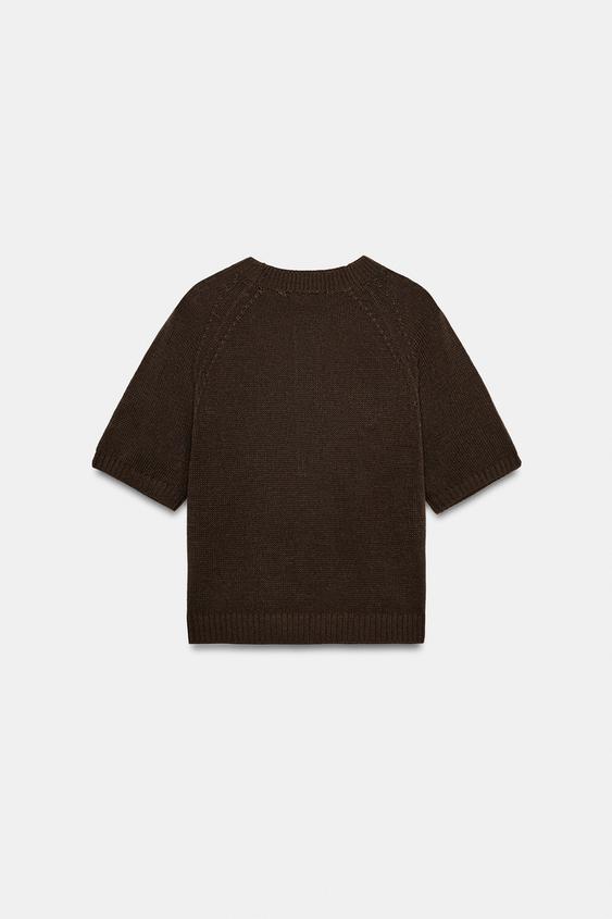Pull en maille à manches courtes à boutons