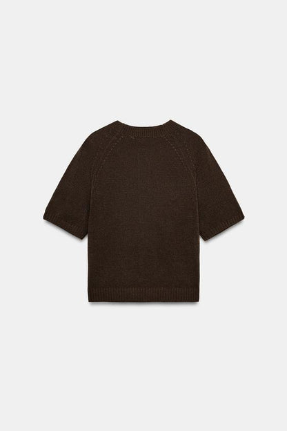 Pull en maille à manches courtes à boutons