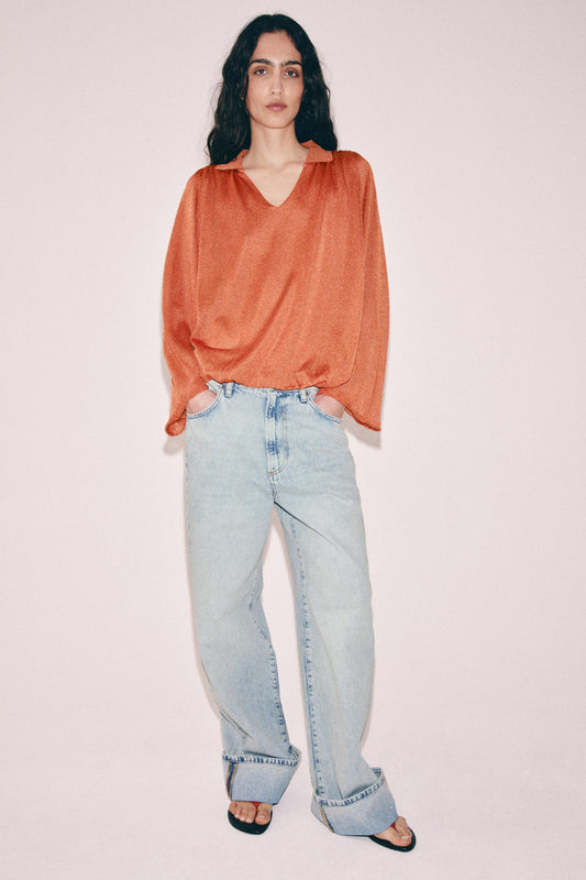 Blouse en maille à col polo