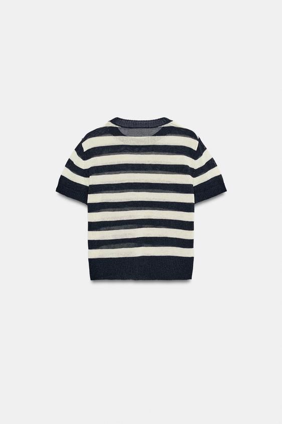 Top en maille à manches courtes