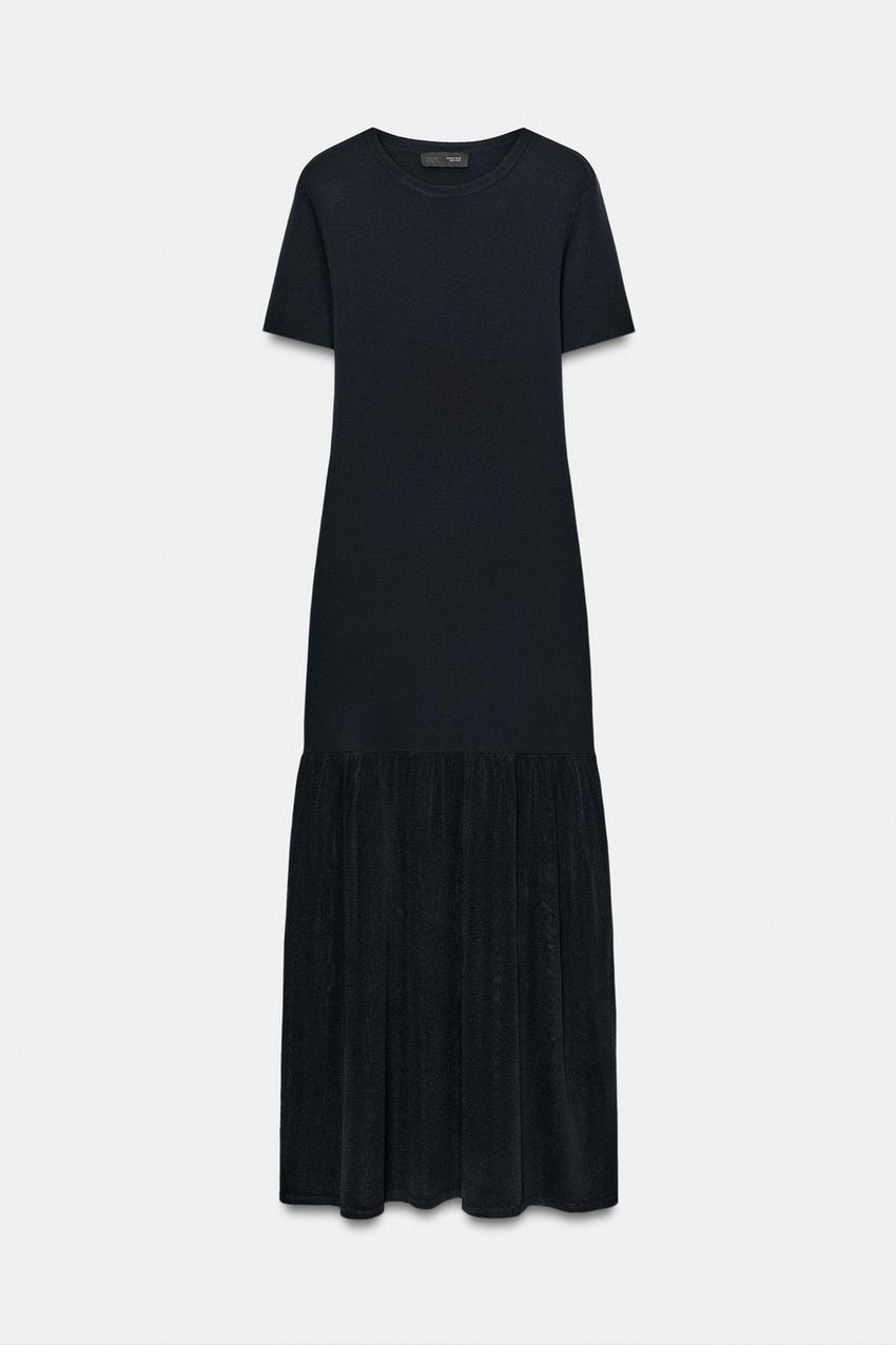 Robe longue en maille contrastée