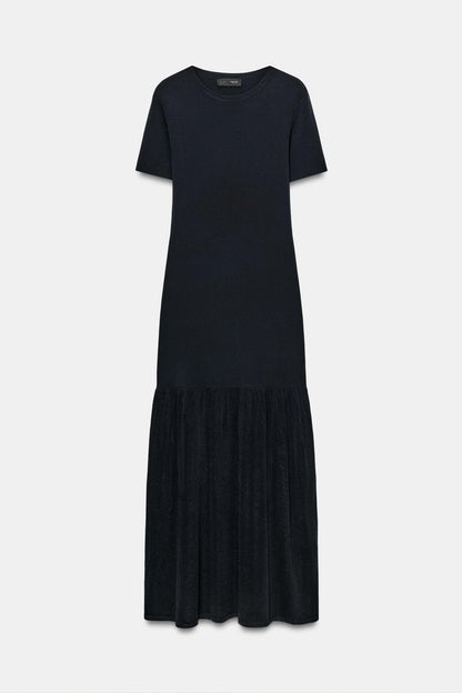 Robe longue en maille contrastée