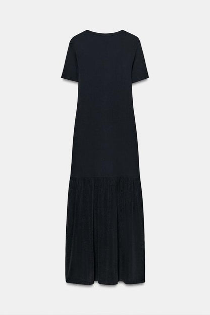 Robe longue en maille contrastée