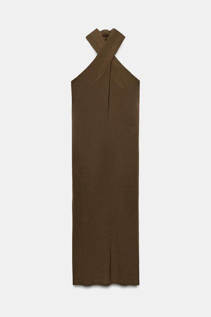 Robe midi dos-nu en maille