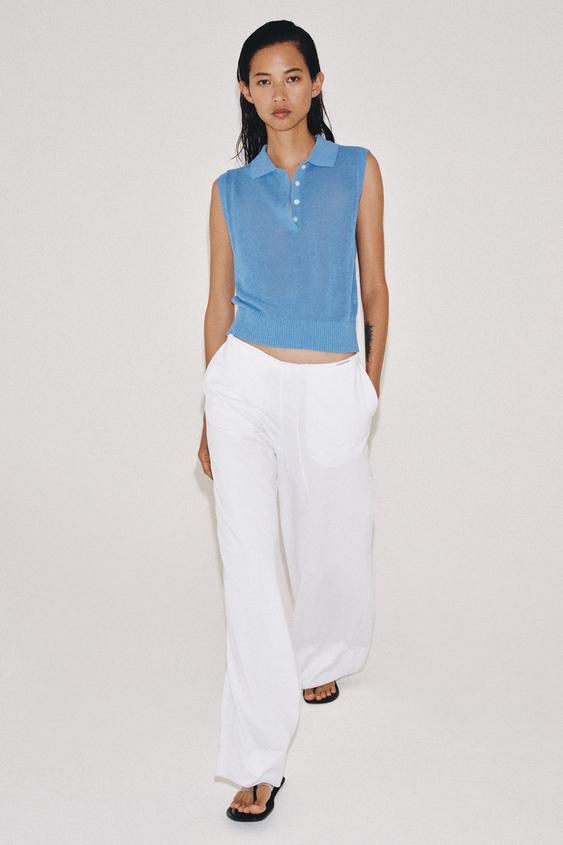 Polo en maille sans manches