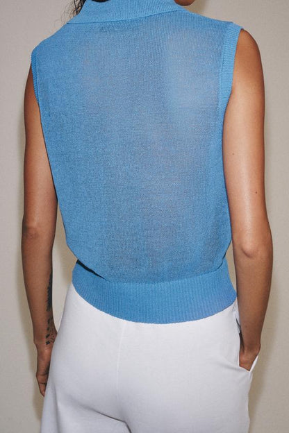 Polo en maille sans manches