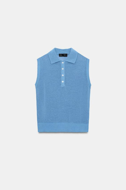 Polo en maille sans manches