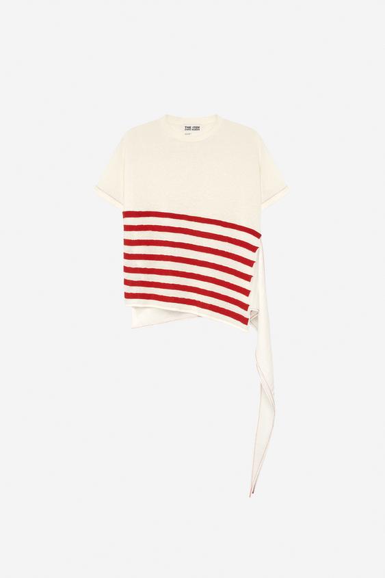 Top en maille rayée asymétrique The Item Zara Woman