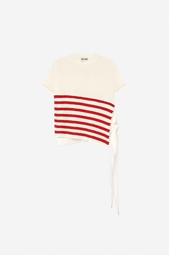 Top en maille rayée asymétrique The Item Zara Woman