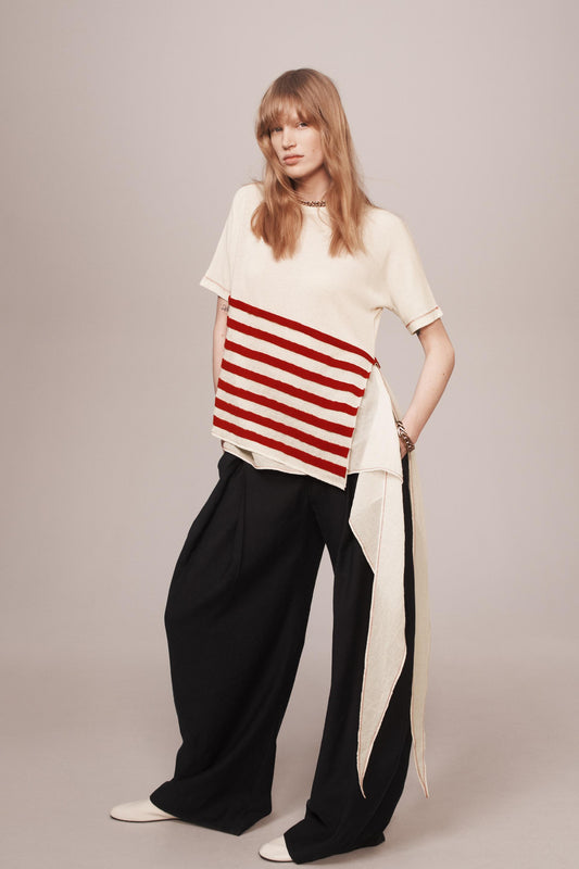 Top en maille rayée asymétrique The Item Zara Woman