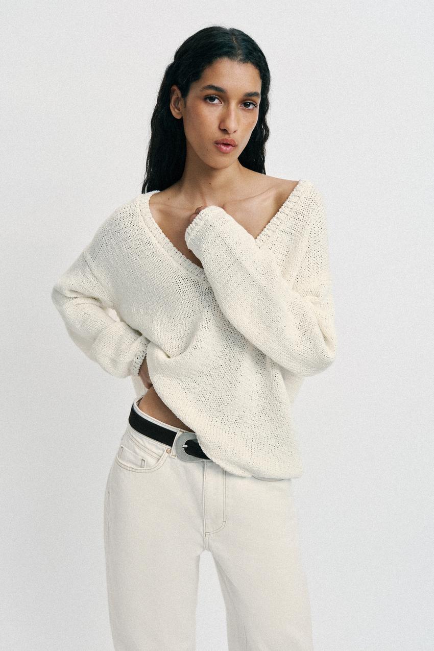 Pull en maille à décolleté en V