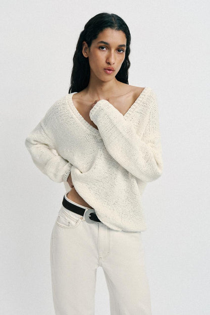Pull en maille à décolleté en V